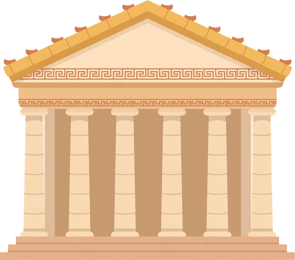 Illustrated Greek temple